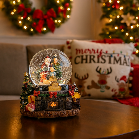 Carillon palla di neve con movimento musiche e luci per decorazioni natalizie