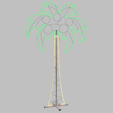 FIGURA LUMINOSA PALMA A LED EFFETTO NEON H 200 CM BIFACCIALE DA GIARDINO