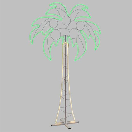 FIGURA LUMINOSA PALMA A LED EFFETTO NEON H 120 CM BIFACCIALE DA GIARDINO