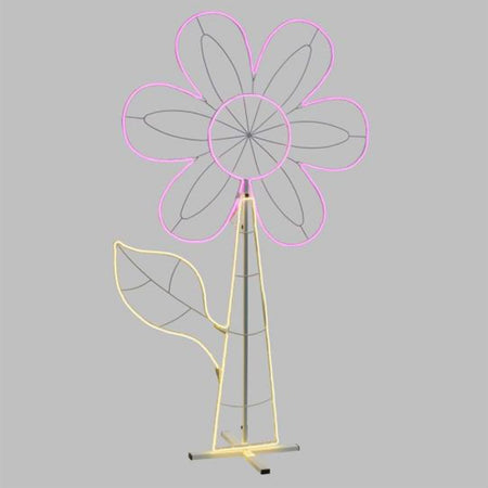 FIORE FIORI LUCE LED NEON H 185 CM BIFACCIALE LAMPADA DECORAZIONE GIARDINO GIARDINI LAMPADE