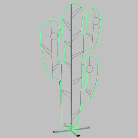 FIGURA LUMINOSA CACTUS A LED EFFETTO NEON H 165 CM BIFACCIALE DA GIARDINO