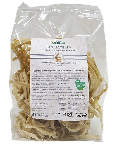 Pasta Tagliatelle Artigianale Di Grano Antico Siciliano 500gr. Perciasacchi Trafilata Al Bronzo Khorasan