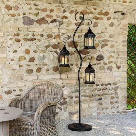 PIANTANA PIANTANE PORTA LANTERNA H 180 CM LANTERNE LAMPADA ESTERNO ARREDAMENTO GIARDINO NERO