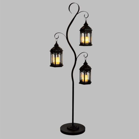 PIANTANA PIANTANE PORTA LANTERNA H 180 CM LANTERNE LAMPADA ESTERNO ARREDAMENTO GIARDINO NERO