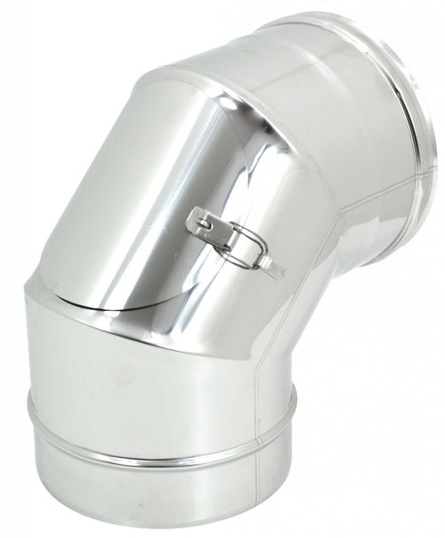 Curva gomito MF da 150mm con ispezione aderente in acciaio inox AISI 304