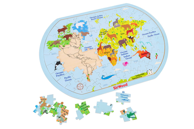 Puzzle animali del mondo in legno