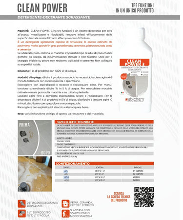 Abichem 1lt CLEAN POWER detergente-decerante sgrassante