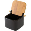 Barattolo Ceramica Tappo Legno Bambu Sale Zucchero Caffe Saliera 0,7lt Nero