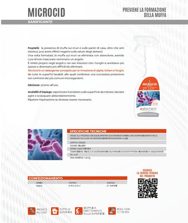 Abichem 1lt MICROCID sanificante per muri e pareti per la rimozione della muffa