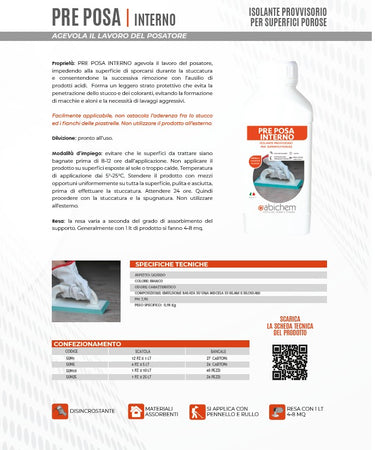 Abichem 1lt PRE POSA interno isolante provvisorio per superfici porose