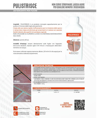 Abichem 1lt PULISTRISCE detergente per la pulizia e il rinnovo per le fughe dei pavimenti