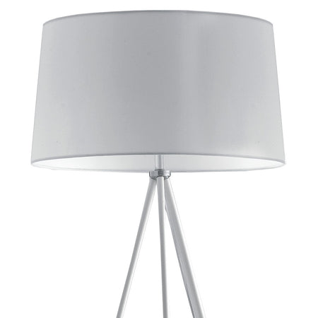 Piantana Treppiedi Bianca Metallo Paralume Tessuto Lampada da Terra Moderna E27