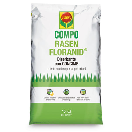 Compo rasen floranid diserbante erbicida concime granulare prato giardino kg 15 fertilizzante