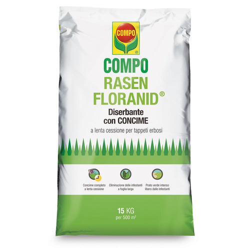 Compo rasen floranid diserbante erbicida concime granulare prato giardino kg 15 fertilizzante