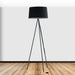 Piantana Treppiedi Minimal Nero Metallo Paralume Tessuto Lampada da Terra Moderna E27