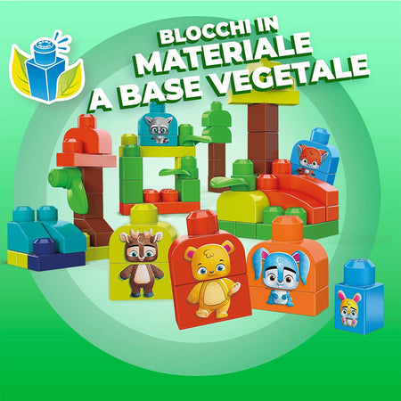 Mega Bloks First Builders Amici del Bosco Bio Contiene 70 Blocchi da Costruzione