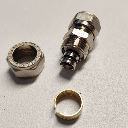 Raccordo 20x20mm diritto doppio manicotto a stringere per tubo multistrato