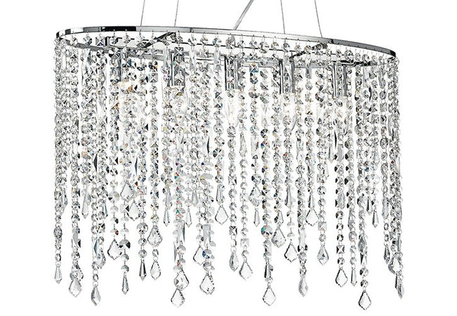 Lampadario Sospensione Ovale Pendenti Cristalli K9 Classico E14