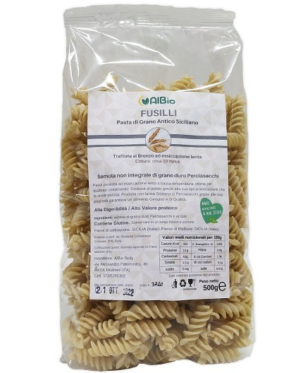 Pasta Fusilli Artigianale Di Grano Antico Siciliano 500gr. Perciasacchi Trafilata Al Bronzo Khorasan
