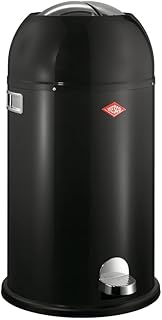 Wesco Kickmaster Waste Bin in Black, Powder-Coated Sheet Steel, Built-in Damper, 33 Litre Volume, Large Slot