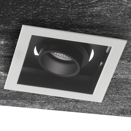Incasso Quadrato Orientabile Bianco Nero Satinato Soffitto Ribassato Faretto Led 10 watt Luce Calda