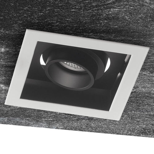 Incasso Quadrato Orientabile Bianco Nero Satinato Soffitto Ribassato Faretto Led 10 watt Luce Calda