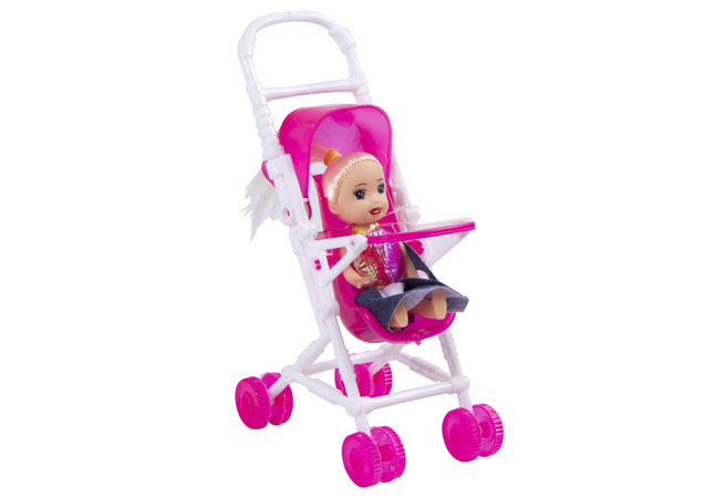Mini doll con passeggino e accessorio