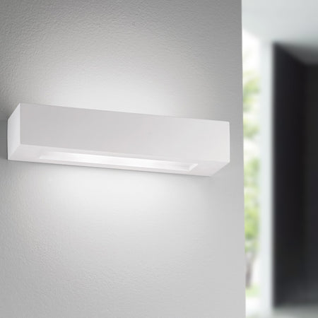 Applique Doppia Diffusione di Luce Rettangolare Gesso Verniciabile E14
