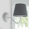 Applique Metallo Bianco paralume Tessuto Grigio Lampada da Parete E14