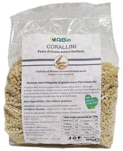 Pastina Corallini Artigianale Di Grano Antico Siciliano 500gr. Perciasacchi Trafilata Al Bronzo Khorasan