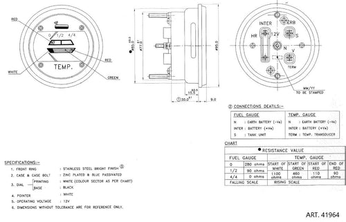 Indicatore di temperatura motore adattabile al riferimento originale New Holland 4334917