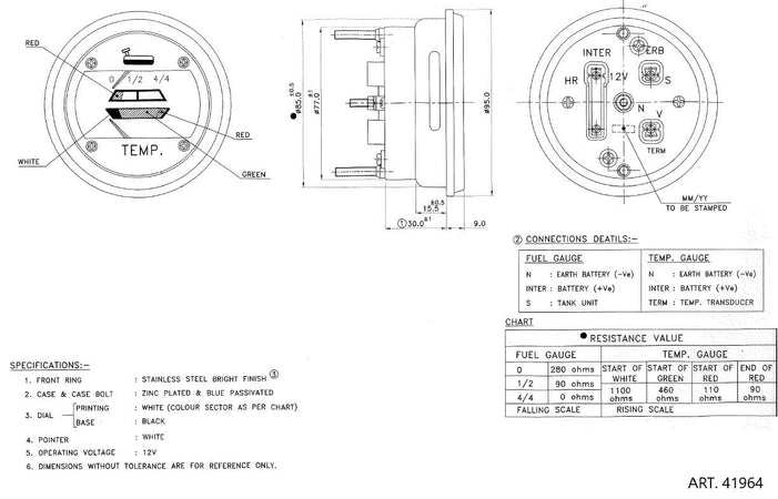 Indicatore di temperatura motore adattabile al riferimento originale New Holland 4334917