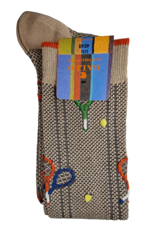 Calze lunghe uomo Gallo - Fantasia racchette - colore sabbia