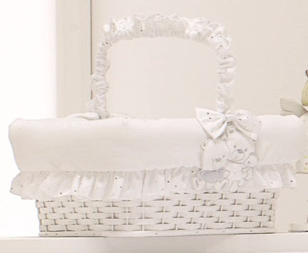 Cesto Vimini RETTANGOLARE. Bianco Italbaby Happy Family Bianco
