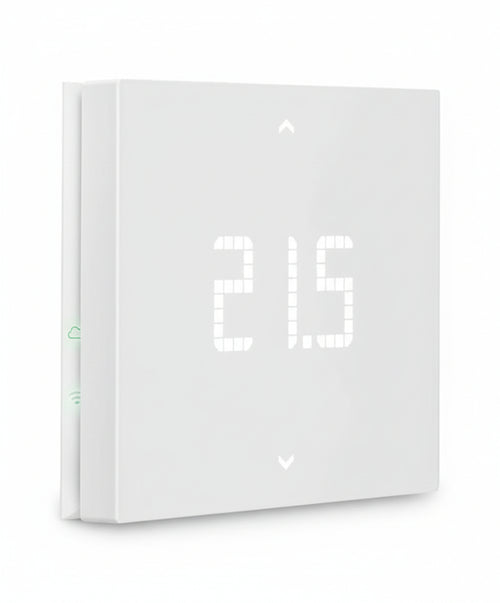 Vimar 02912 Termostato WiFi da parete, compatibile con assistenti vocali Alexa e Google, riscaldamento e condizionamento ON/OFF e PID, gestione locale e da App View, Bluetooth, retroilluminazione LED