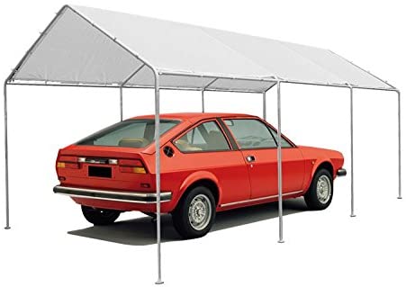 Gazebo per auto "Carport" con pali in acciaio 6 x 6 mt garage da giardino