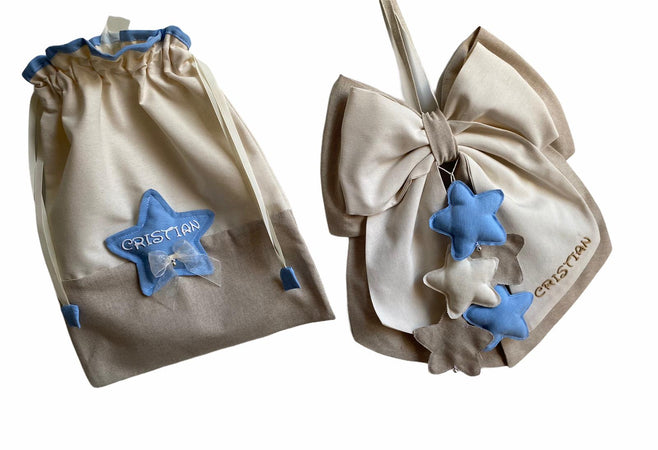 Fiocco nascita in cotone personalizzabile fatto a mano 35 x h 40 cm "Made in Italy"