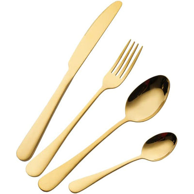 Servizio di posate in acciaio inox dorate 16 pezzi per 4 persone