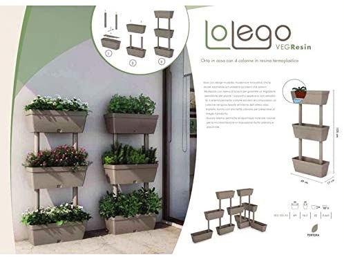 Fioriere verticali in resina Tortora per piante e fiori 50 x h 100 cm "Made in Italy"