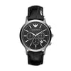 Emporio Armani Orologio Multifunzione in Acciaio Inossidabile, Dimensione Cassa 43 mm, da Uomo, Nero Dupersclub