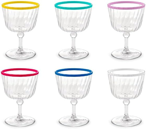 Set 6 calici in acrilico trasparente con ring colorato cl25H&H