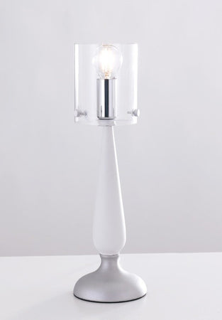 Lume Vetro Bianco Finiture Cromate Lampada da Tavolo Moderna E14