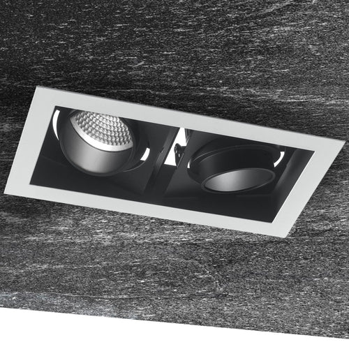 Faretto Incasso 2 Luci Orientabili Bianco Nero Cartongesso Led 60 watt Luce Calda
