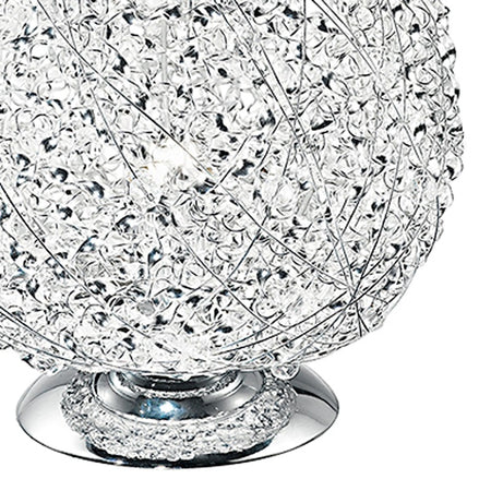 Lumetto Sferico Intreccio Fili Alluminio Cristalli Lampada da Tavolo Moderna E27