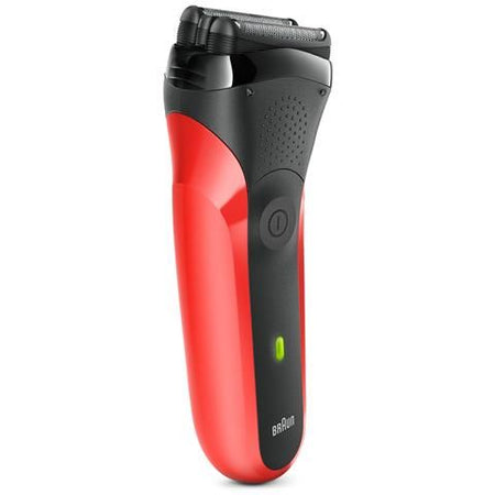 Braun series 3 300s rasoio elettrico ricaricabile, rasoio da barba per uomo, rosso