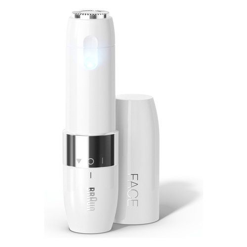 Braun face fs1000 mini depilatore donna, depilazione elettrica viso, facile e veloce, tocco finale per baffetti, mento e guance, per un make-up più semplice, ideale in viaggio, con luce smartlight, bianco