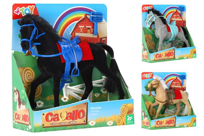 Cavallo Floccato 17cm con Spazzola 3 Colori