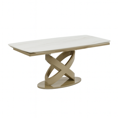 Tavolo "Sirius" con struttura in metallo e piano in ceramica, design moderno, 160/240 x 90 x h 75 cm