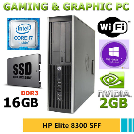✅ PC COMPUTER DA GRAFICA HP ELITE 8300 CORE i7 RAM 16GB SSD 480GB NVIDIA GEFORCE GT1030 2GB WI-FI WIN10 PRO