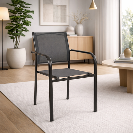 Sedia "Missouri" struttura in acciaio, con seduta e schienale in textilene, per interni ed esterni